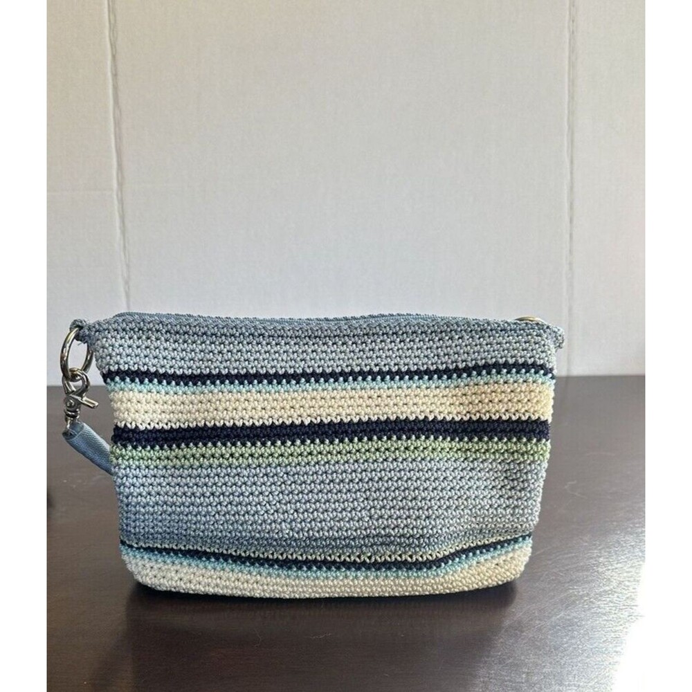 Lina Crochet Multi Colored Blue, Navy, White Purse Shoulder Bag Braided Handle